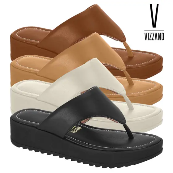 Sandália Feminina Vizzano Chinelo de Dedo Flatform Tratorado Confortável Original