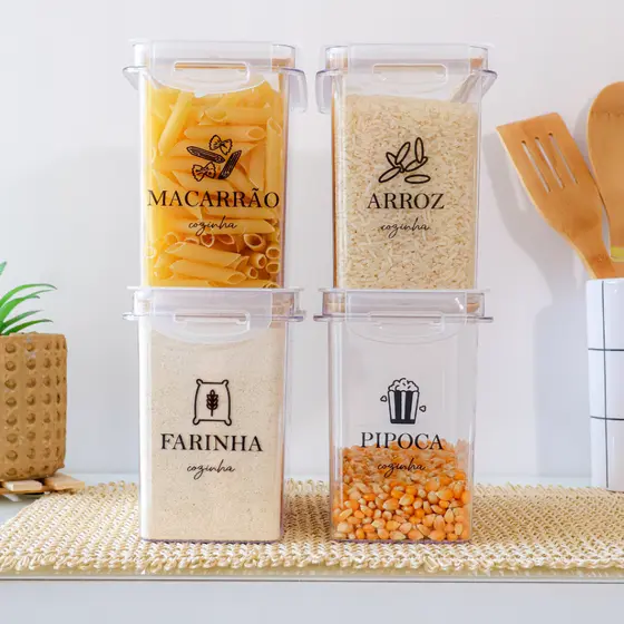 Pote Hermético 2L Mantimentos - Cozinha, Plástico, Arroz e Feijão, Porta Mantimentos | Variações