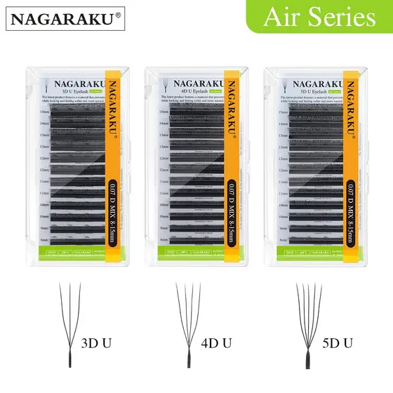 NAGARAKU U Shape 3D 4D 5D Suave Luz Natural Extensões De Cílios Fofo Vison Pele Falso Paralelo Maquiagem Suprimentos
