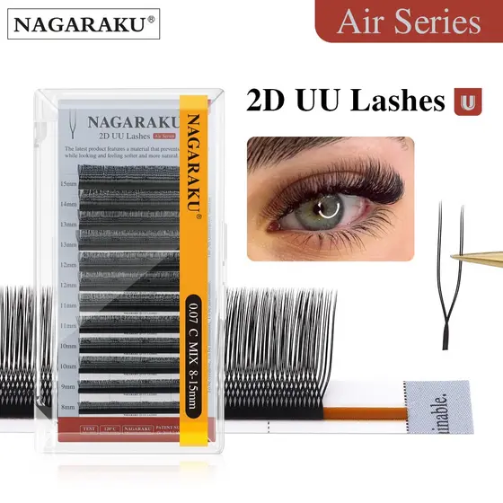NAGARAKU Air Series 2D UU Forma Extensões De Cílios Pontas Divididas Postiços