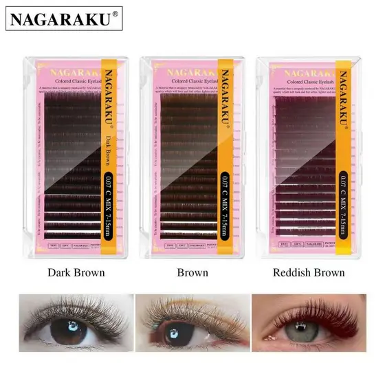 Nagaraku Mix 7~15mm Cílios Individuais Cílios De Seda Falso Cílios Mink Colorido