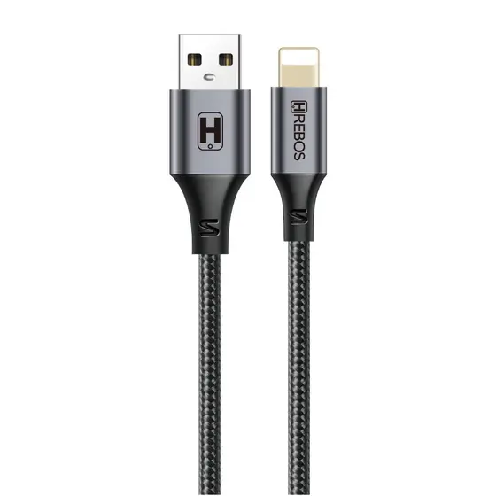 Cabo Hrebos CB-219i USB para Lightning Reforçado, 3.1A, 1 Metro, Tecido Trançado para iPhone