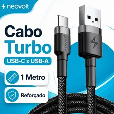 Cabo Carregador Turbo Neovolt Tipo-C USB-C para iPhone 15 16 e 17, Samsung, Motorola, Xiaomi 1 Metro