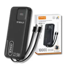 Power Bank 10000mAh 22.5W Turbo PD QC3.0 com Cabos Lightning e Tipo-C Display Digital Compatível iPhone e Celular