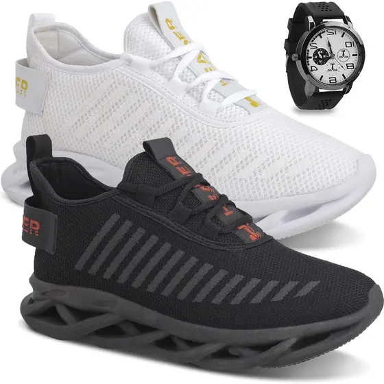 Kit 2 Tênis Masculino Header Infinite Casual Esportivo Barato + Relógio