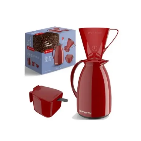 Jogo de Garrafa Térmica + Suporte Filtro + Açucareiro Varias Cores (Garrafa de Café)