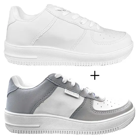 Kit 2 Pares Tênis Feminino Masculino Plataforma Ominin Casual Academia Original