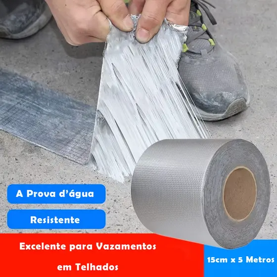 Fita Adesiva Alumínio Butil À Prova Dágua Super Resistente Vedação Multiuso Rufo