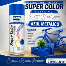 Tinta Spray Aerossol Tekbond Metálica Super Color Azul Metálico 350ml  250g