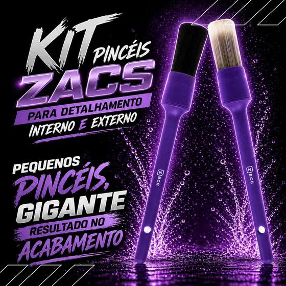 Kit 2 Pincel Para Detalhamento Automotivo Interno E Externo Zacs Vonixx Numero 14