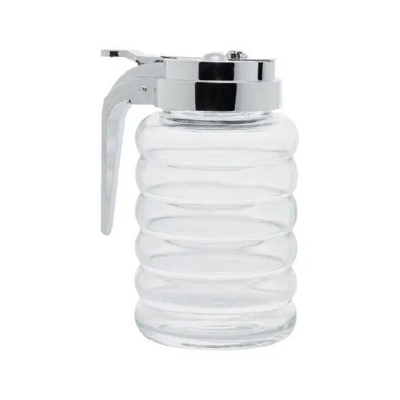 Pote De Vidro Incolor 280ml Com Tampa Cromada Meleira Açucareiro Saleiro Cozinha Mesa Posta