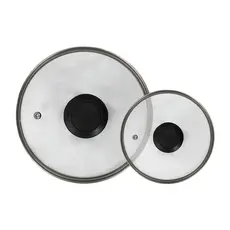 Conjunto Tampas De Vidro Preta 16cm + 20cm Para Panela Frigideira Com Puxador