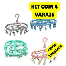 KIT com 4 Varal Compacto Roupa Íntima Multiuso Com 18 Prendedores Lavanderia