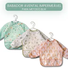 Babador Avental Impermeável BLW Bebê Manga Comprida Proteção