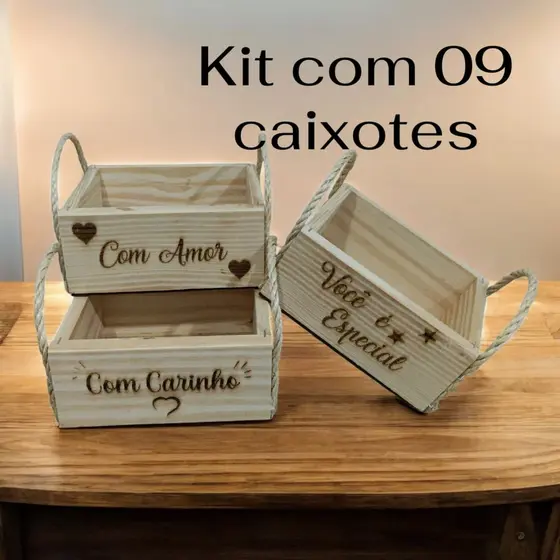 CAIXOTE MADEIRA DE PINUS PERSONALIZADOS 16X13X7 PRESENTE