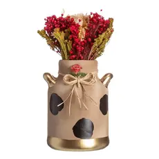 Enfeite Latão Porta Talher Vaso Cerâmica Trabalhada Decoração De Cozinha Mesa Rústico