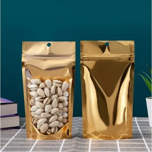 Saco Stand Up Pouch Zip Metalizado Dourado 50uidades 10x18+3f