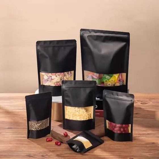 Saco Com Zip Stand Up Pouch Preto Fosco Pronta Entrega - Embalagem Para Presentes E Alimentos