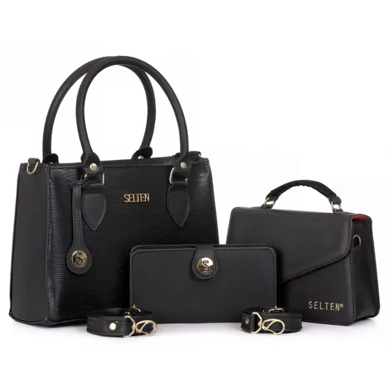 Kit Bolsa Feminina Media E Pequena Transversal Com Carteira