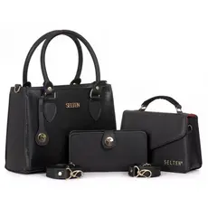 Kit Bolsa Feminina Media E Pequena Transversal Com Carteira