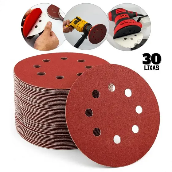 Disco Lixa pluma para lixadeira roto orbital 5" (125mm) 8 Furos 30 pecas - FELSEN