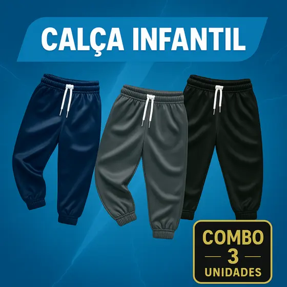 Kit 3 Calças Flaneladas Infantil Masculina | Inverno Quentinho | Tamanhos 10 a 16