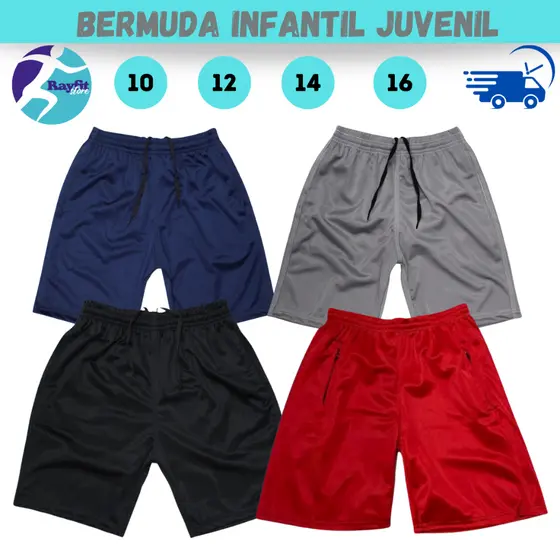 Kit 3 Bermuda Infantil Com Bolso 10 ao 16 Anos Uso Casual Dia a Dia