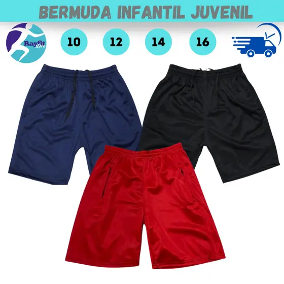 Kit 2 Bermuda Infantil Com Bolso 10 ao 16 Anos Uso Casual Dia a Dia