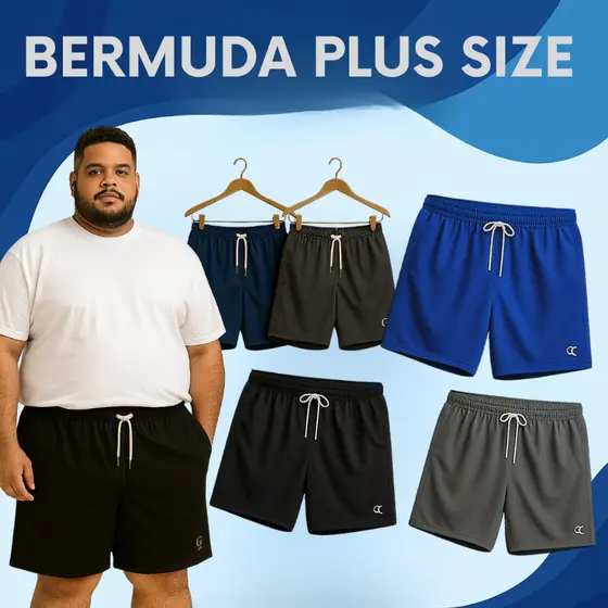 Kit 1 ou 3 Bermudas Plus Size G4 ao G7 | Conforto e Estilo para Academia ou Dia a Dia