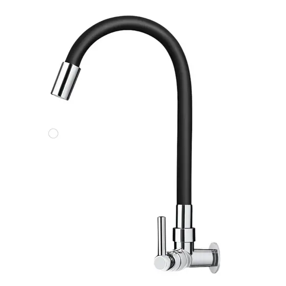 Torneira Parede Cozinha Tubo Flexível Silicone Com Arejador Giro 360°