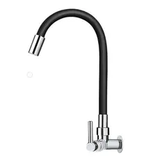 Torneira Parede Cozinha Tubo Flexível Silicone Com Arejador Giro 360°