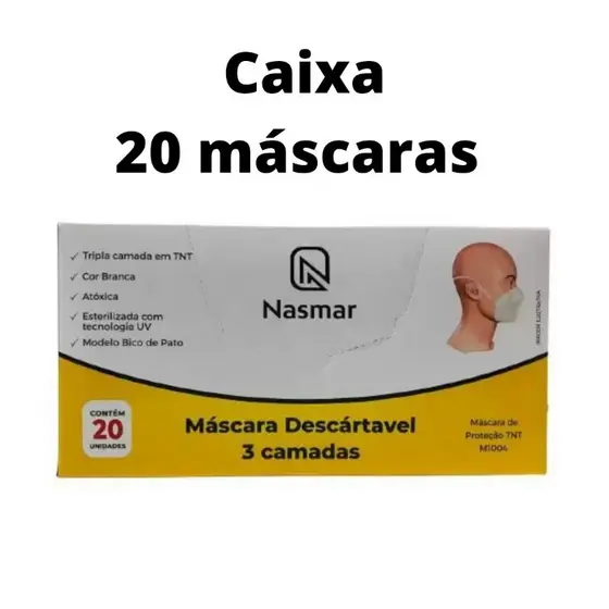 Caixa de Mascara Proteção 3 Camadas Descartavel 20 Mascaras