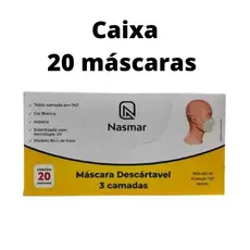 Caixa de Mascara Proteção 3 Camadas Descartavel 20 Mascaras
