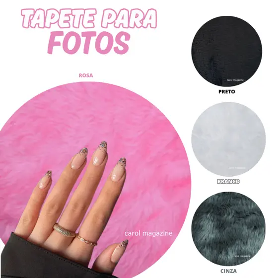Tapete de Pelucia Redondo Para Foto Manicure Unhas Decoração Produtos 30 cm