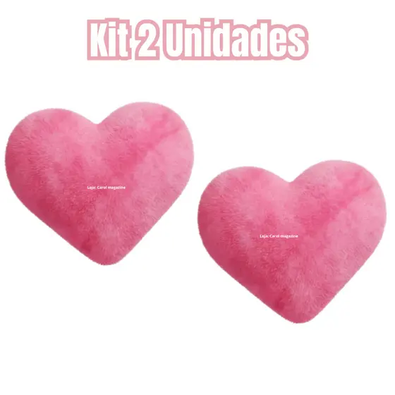 2 Almofada Coração de Pelúcia Várias Cores Para Presente Decoração Quarto