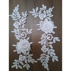 Aplicação Guipir Branca 3D para costura artesanal 3 pares