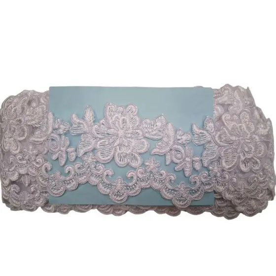 Renda de tule Bordado Sutache larga