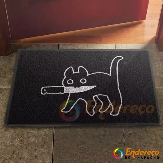 Tapete Capacho Gato Faca Assassino