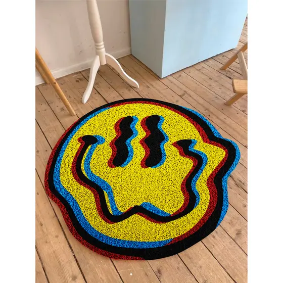 Tapete Capacho LSD Alucinógeno Glitch Carinha Derretendo Decoração Casa