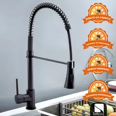 Torneira Gourmet Cozinha Monocomando Flexível 2 Jatos Bancada Luxo Black