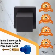 Kit Acabamento Quadrado Black 1/2 e 3/4 + Conversor Docol