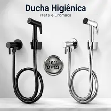 Ducha Higiênica Banheiro Inox Chuveirinho Higiênico Banheiro Registro 1/4 Volta Gatilho 100% Metal