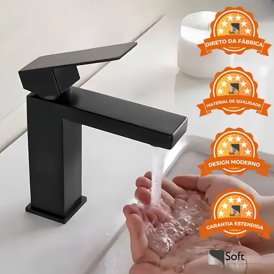 Torneira Monocomando Inox Banheiro Resistente a Maresia Bica Baixa Alta Preto Fosco Escovada Cromada