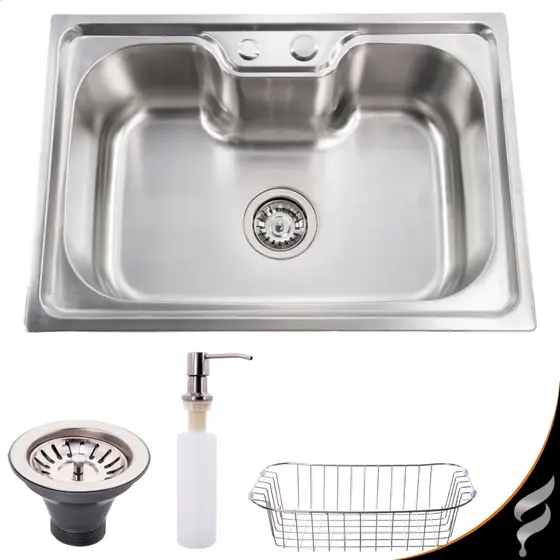 Cuba Para Cozinha Pia Gourmet Aço Inox 201 60x42cm Escovada Completa Com Acessórios Luxo