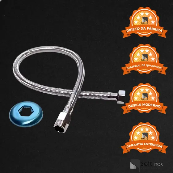 Mangueira Engate Flexível Aço Inox 60 Cm 1/2