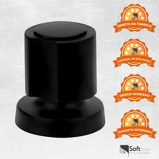Acabamento de Registro em Metal Preto Deca C40 Gaveta/Pressão