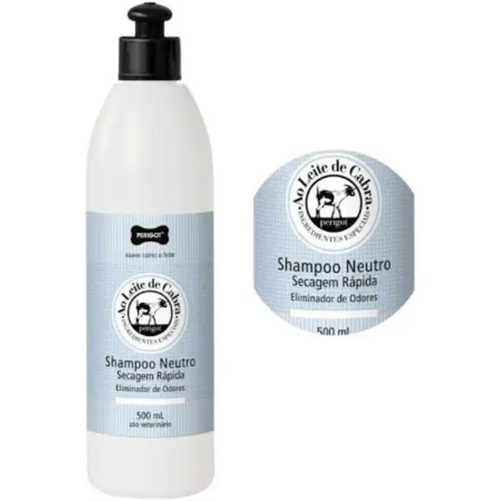 Shampoo Pet Secagem Rápida Leite de Cabra Perigot 500ml Cães e Gatos
