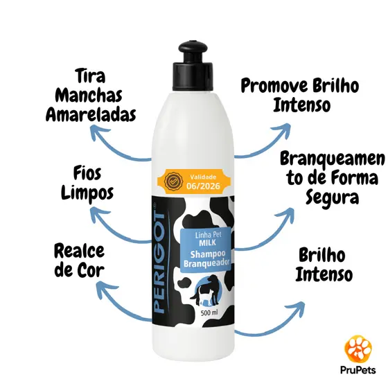 Shampoo Pet Branqueador 500ml Perigot Cães e Gatos