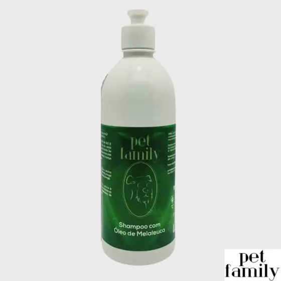 Shampoo Para Cachorro Antifungo Pet Family Óleo de Melaleuca Higiene 500ml Dermatite Cães e Gatos