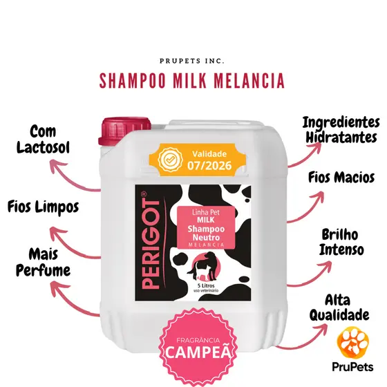 Shampoo Pet Neutro Milk Melancia 5l Perigot Cães e Gatos